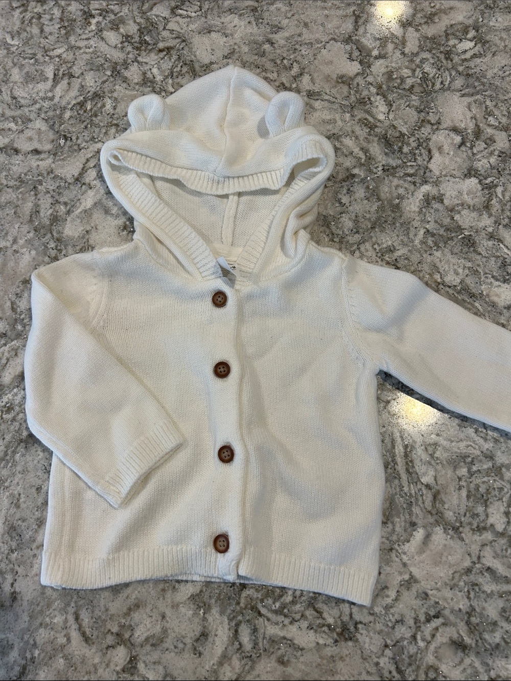 Carters White Hooded Baby Cardigan with Bear Ears NWT
